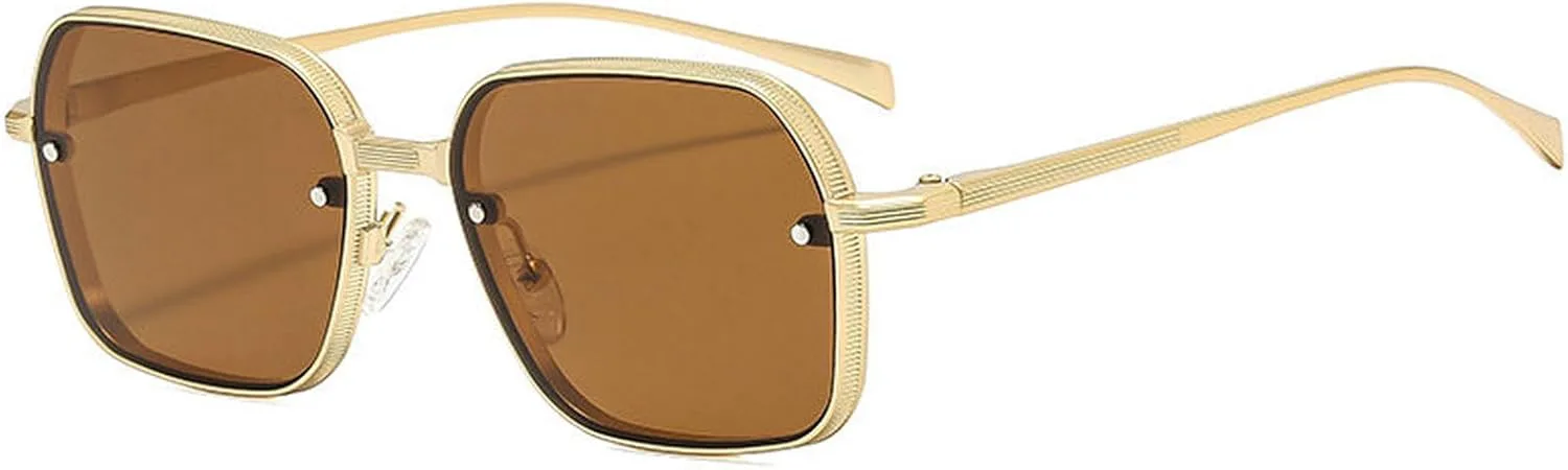 

Солнцезащитные очки COTIA маленького квадратного размера для женщин и мужчин, модные прямоугольные очки в металлической оправе в стиле панк и хип-хоп, Tea