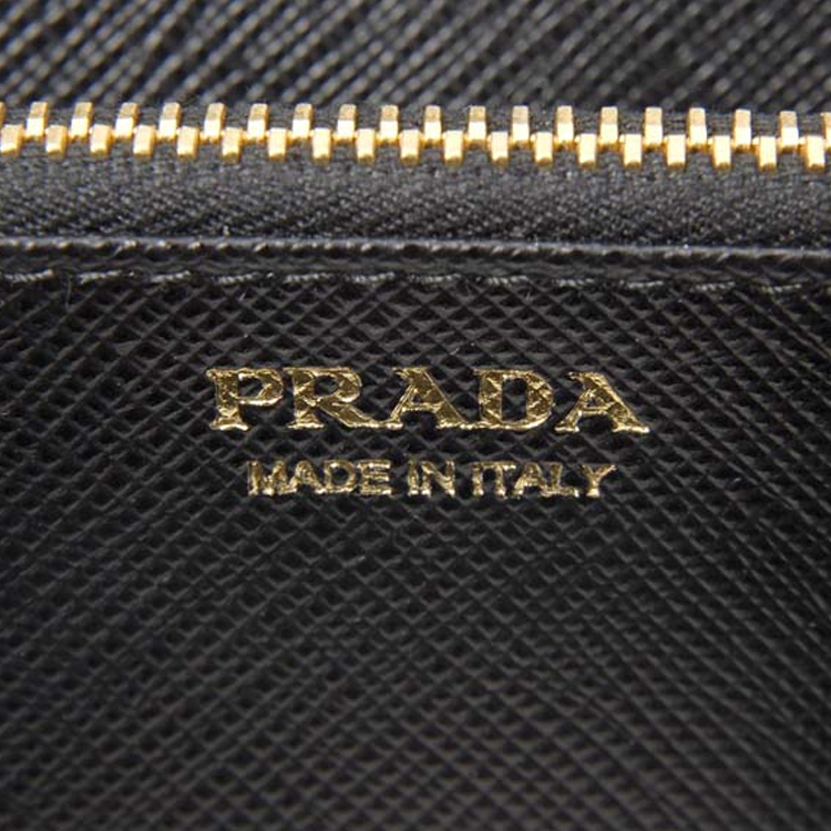 PRADA Кожаный кошелек для женщин с вышивкой крестиком черный — фото 4