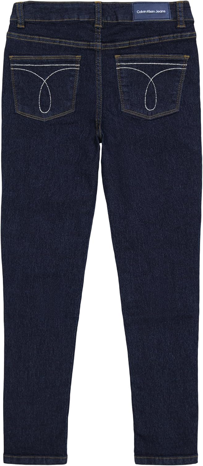 Джинсы Calvin Klein Girls Skinny Fit из эластичного денима с пятью карманами, Dark Rinse — фото 2