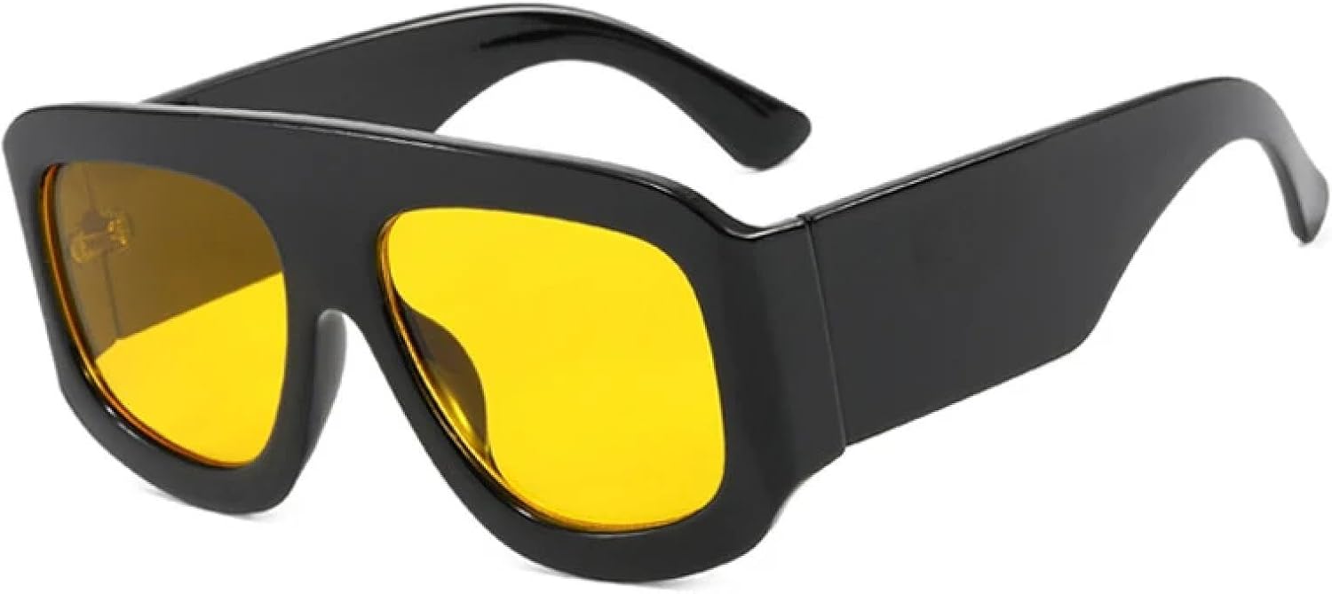 

Солнцезащитные очки с защитой от УФ-излучения UV400 | Большие, яркие, в стиле панк | Для женщин и мужчин, для занятий спортом на открытом воздухе и вождения DSVIGF, Black-yellow