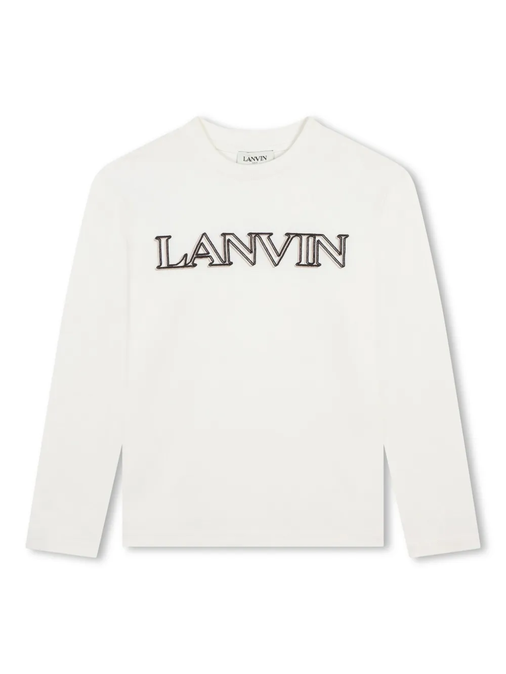 

Футболка с длинными рукавами и вышитым логотипом Lanvin Enfant, белый