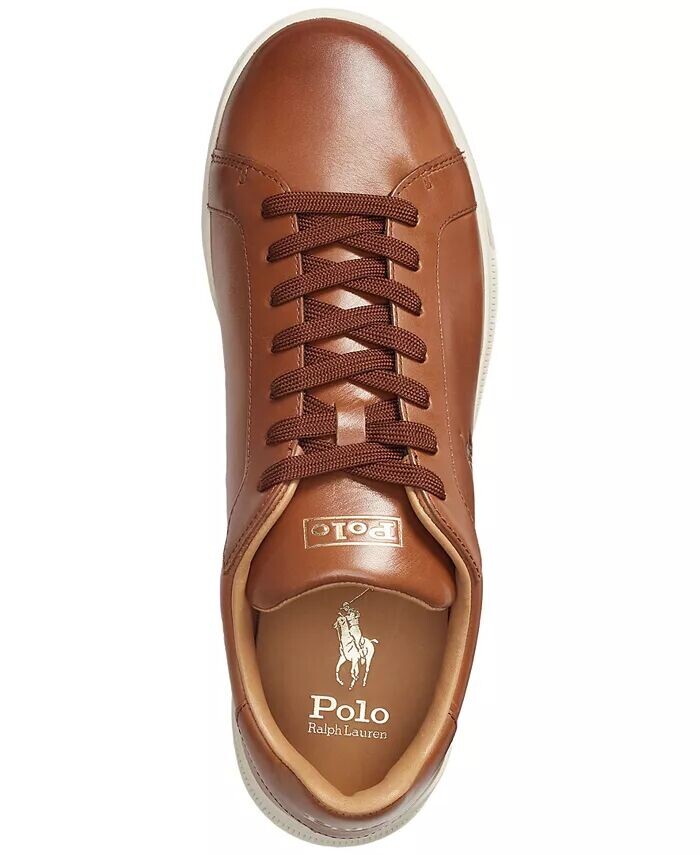 Мужские кожаные кроссовки Heritage Court II Polo Ralph Lauren, коричневый — фото 4