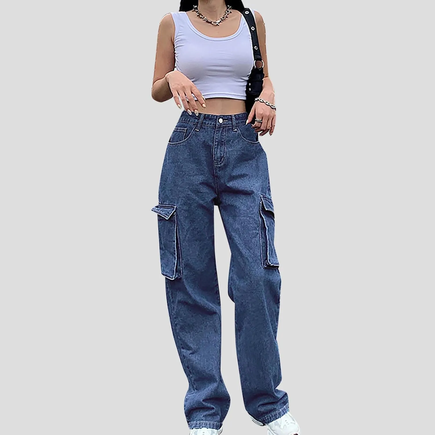 Прямые джинсы для женщин Cargo High Waisted Stretch — фото 2