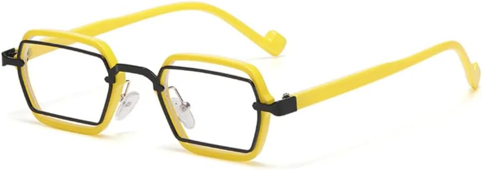 

Ретро-панк солнцезащитные очки для женщин, защита от УФ-излучения UV400, модные прозрачные линзы, оправа для очков с защитой от синего света для мужчин SZVVBKK, C12 Yellow Black Cle