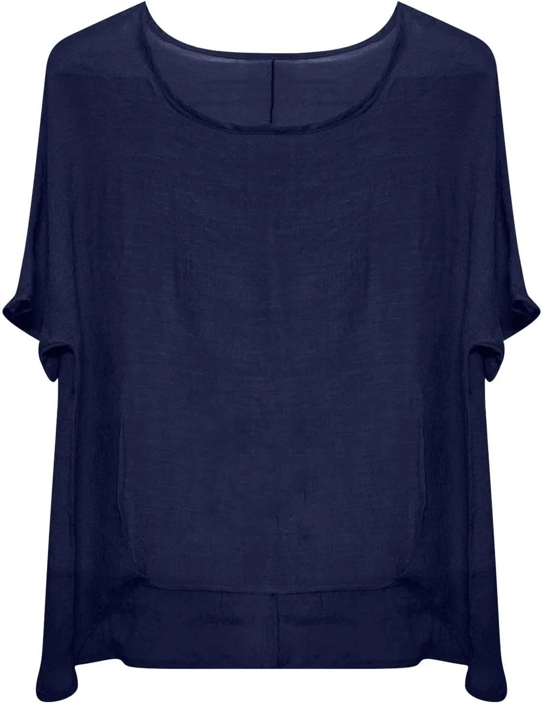 Блуза женская из льна и хлопка, свободный крой, Navy — фото 3