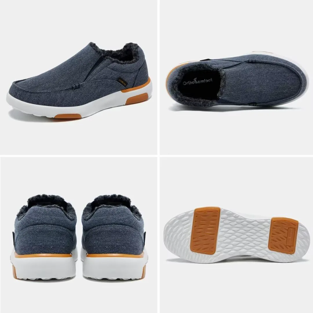 

Мужские ортопедические удобные мокасины OrthoComfoot с поддержкой свода стопы, ортопедические лоферы при подошвенном фасците, повседневные винтажные прогулочные туфли из ткани для облегчения боли в стопе и пятке