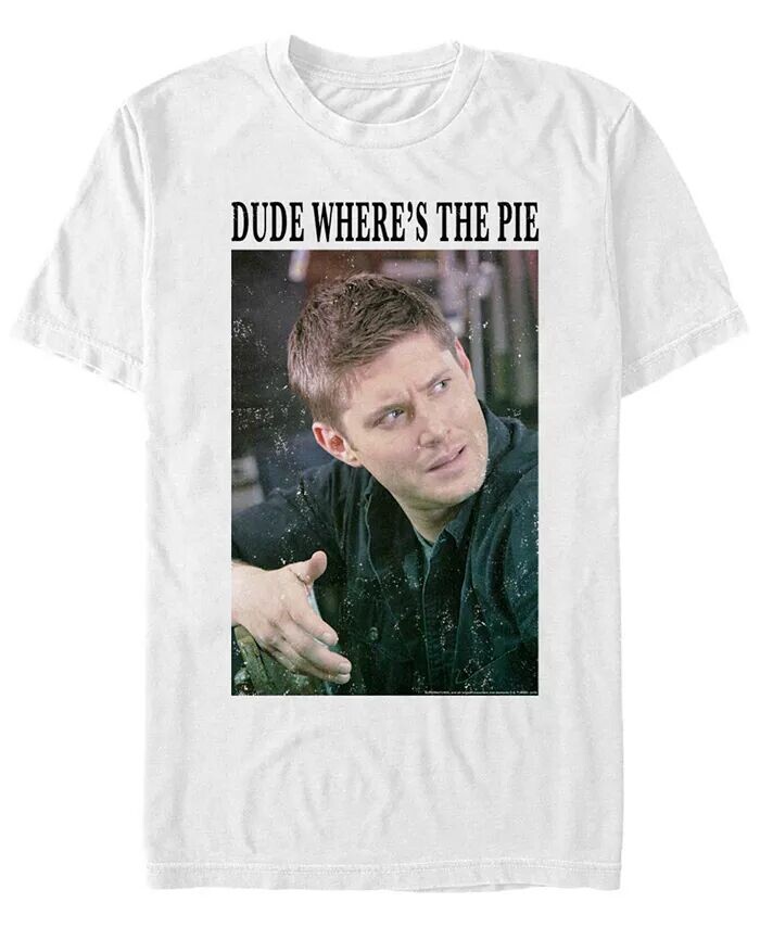 

Мужская футболка с коротким рукавом «Supernatural Pie Dean Meme» Fifth Sun, белый