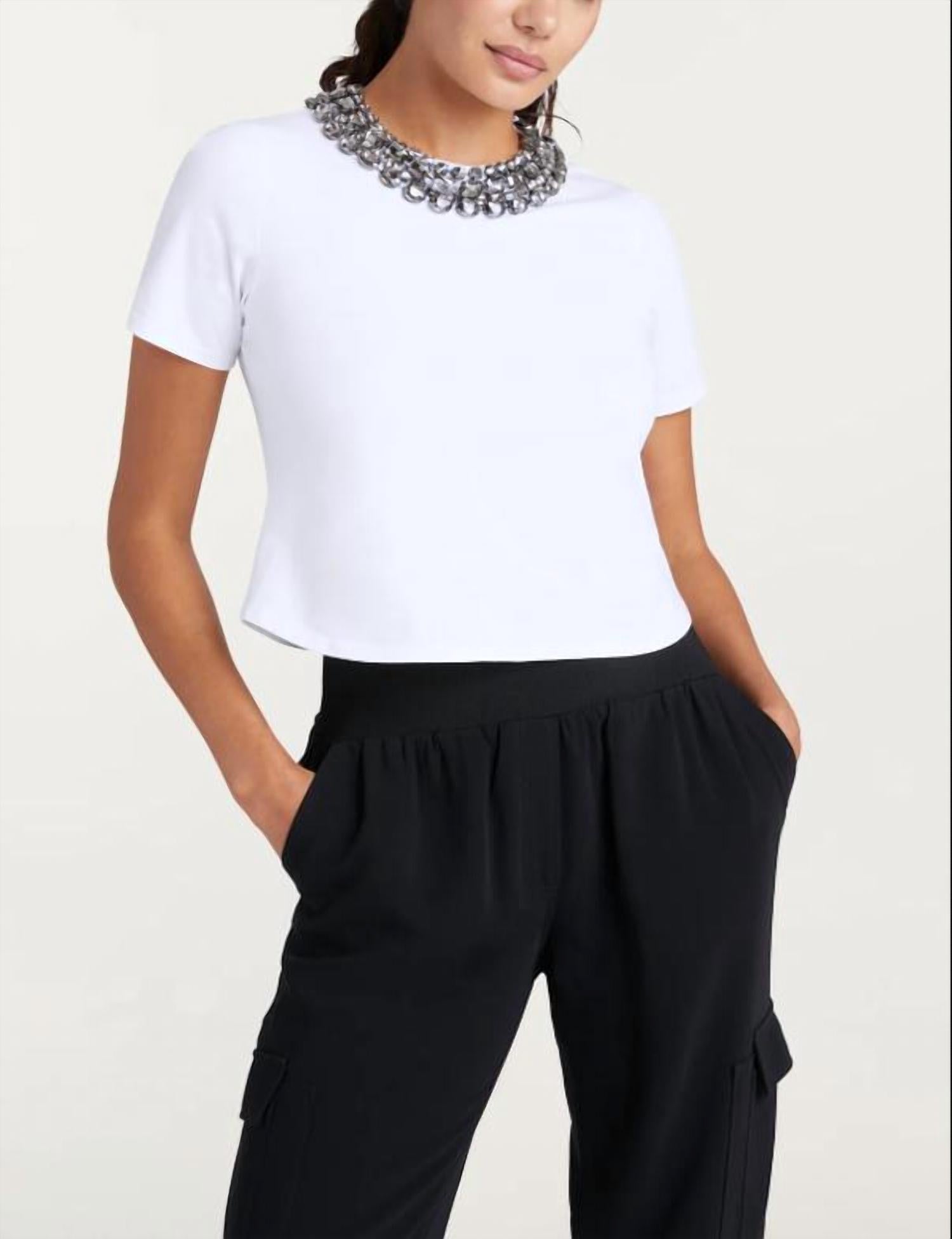 

Белая футболка с принтом массивного ожерелья Cinq a sept