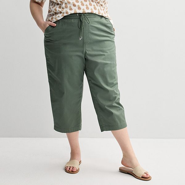 

Plus size капри из утилитарного твила на резинке Croft & Barrow, Manolo Olive
