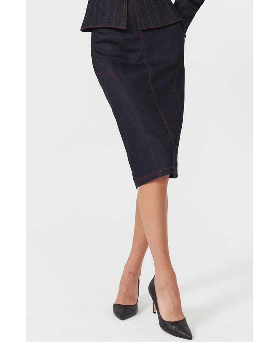 

Женская джинсовая юбка Davidson (США) - классическая юбка-карандаш темно-синего цвета Jendue, Deep blue