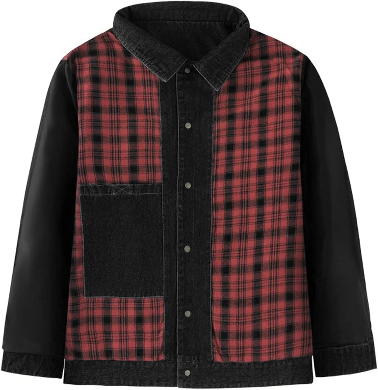 Мужская фланелевая подкладка джинсовая куртка Snap Cowboy Cut Western Trucker Coat классическая узкая винтажная усиленная рабочая рубашка-куртка Generic, Bk — фото 3