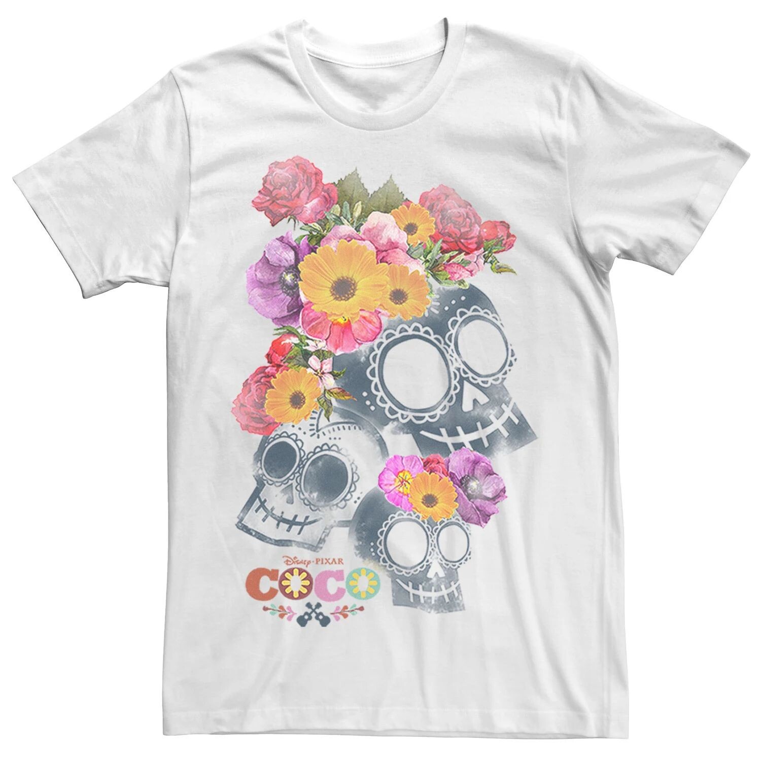 

Мужская футболка Coco Calaveras с цветочным принтом и черепами Disney / Pixar
