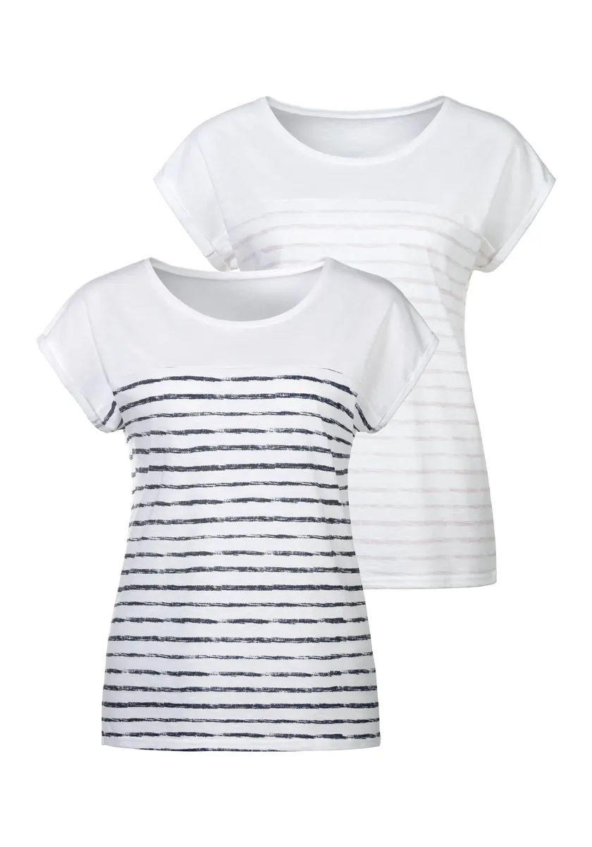 

Пляжная футболка в модную полоску Beachtime, цвет Weiß-Navy, Weiß-Rosé