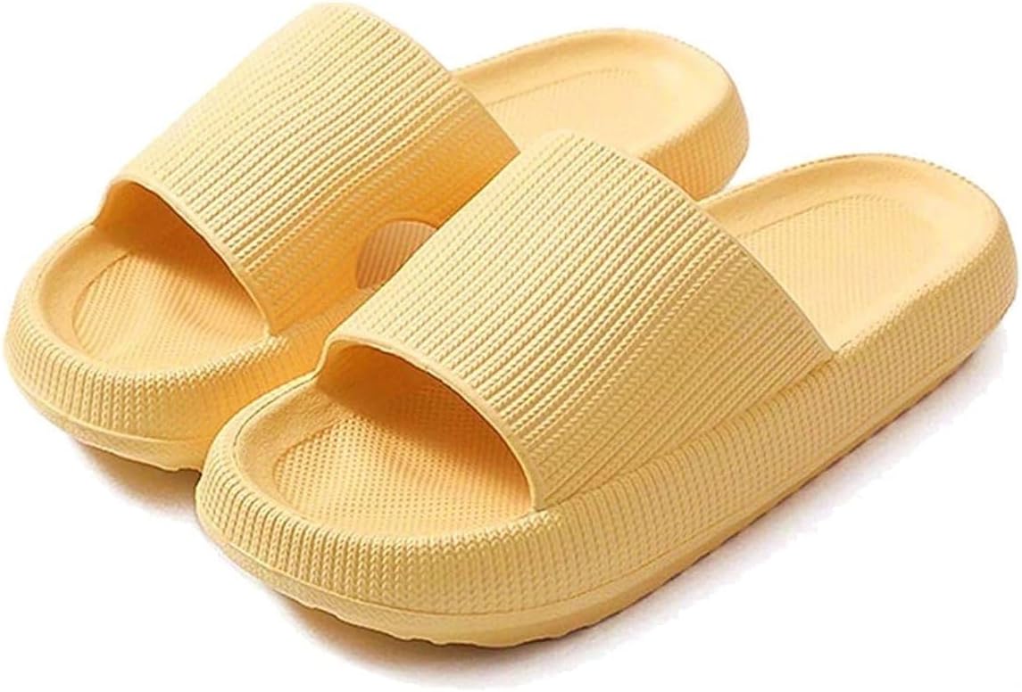 

Тапочки-подушки для мужчин и женщин - мягкие тапочки с толстой нескользящей подошвой для ванной комнаты, удобные сандалии для душа дома и на улице Kushionstock, желтый