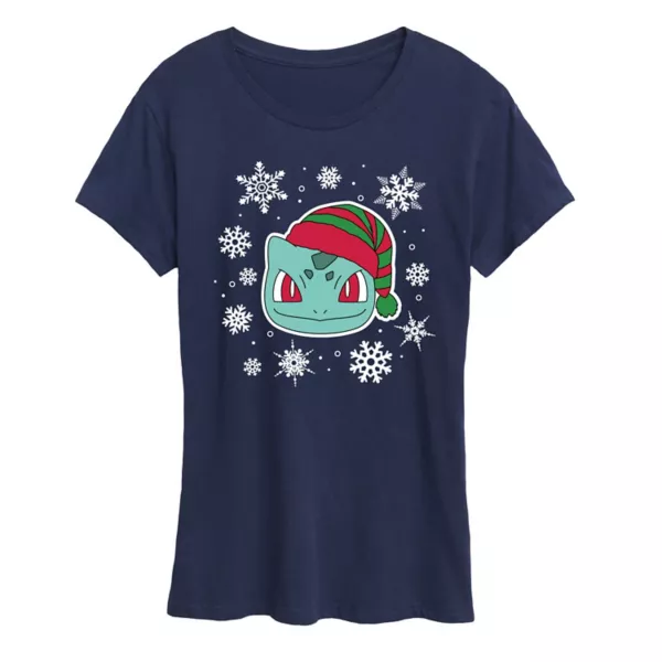 

Женская футболка Pokemon Bulbasaur со снежинками Licensed Character, синий