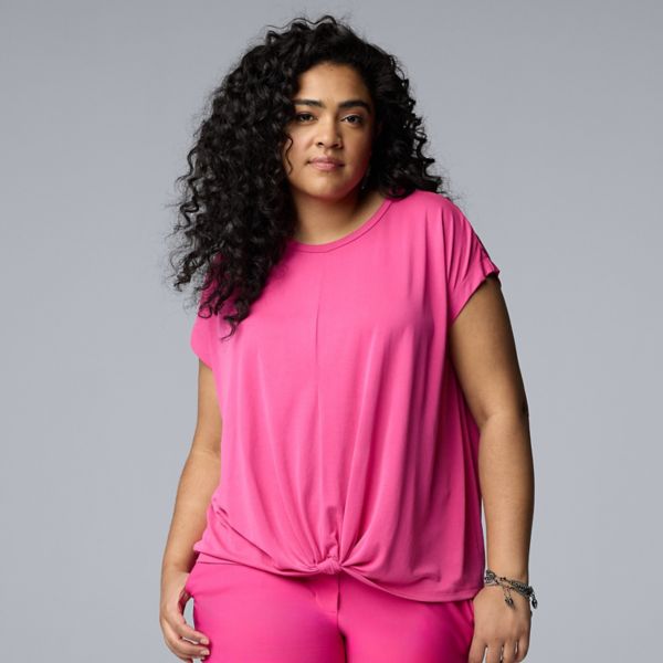 

Футболка больших размеров с узлом спереди Simply Vera Vera Wang, цвет always pink