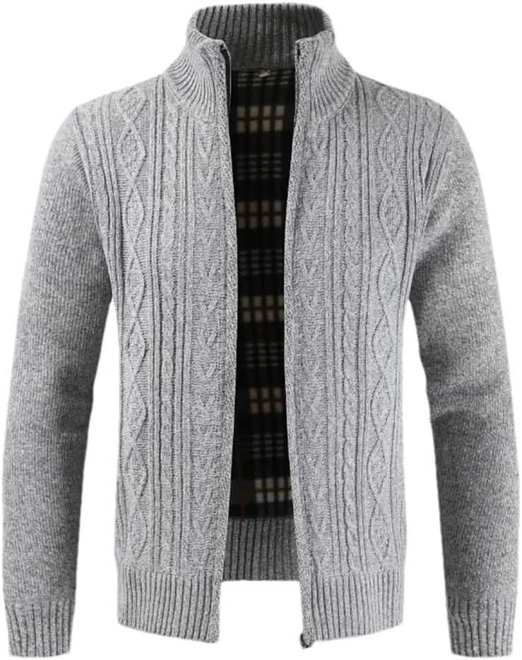 

Мужской свитер с воротником-стойкой, кардиган в полоску DBFBDTU