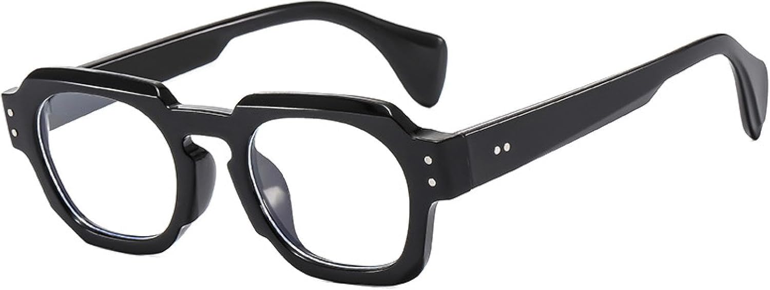 

Женские солнцезащитные очки, модные, с прозрачными линзами цвета океана, защита от УФ-излучения UV400, винтажные, мужские, с заклепками, в стиле панк VVTWSSW, Black Clear