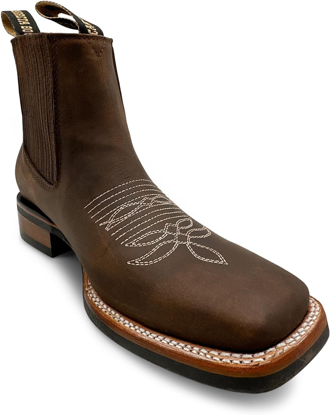 

Мужские короткие ковбойские ботинки The Western Shops с квадратным носком из натуральной кожи, Crazy Café