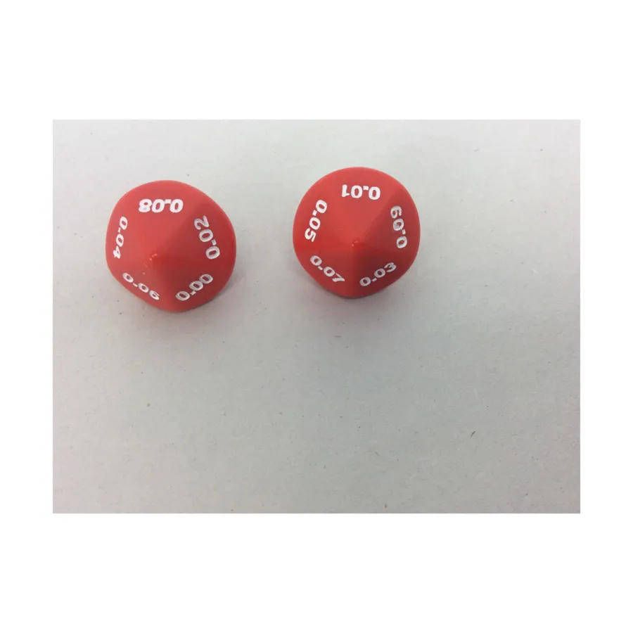 

d10 Десятичные сотые Красный с белым (2), Dice - Assorted (Chessex)