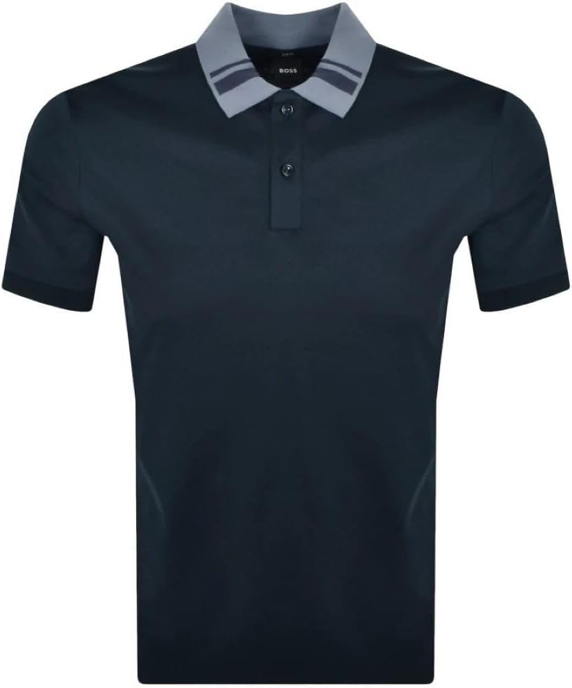 

Мужская рубашка-поло Hugo Boss Phillipson 117 с коротким рукавом, темно-синяя