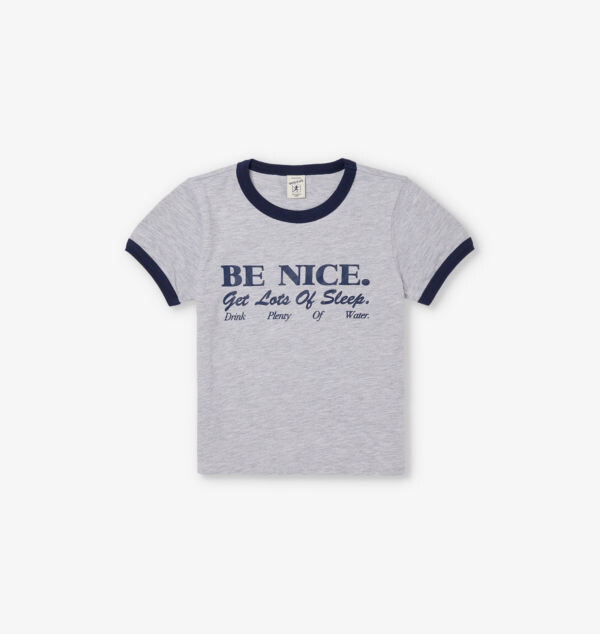 

Футболка с надписью «U be nice ringer» из хлопковой смеси для детей от 2 до 14 лет Sporty & Rich, серый