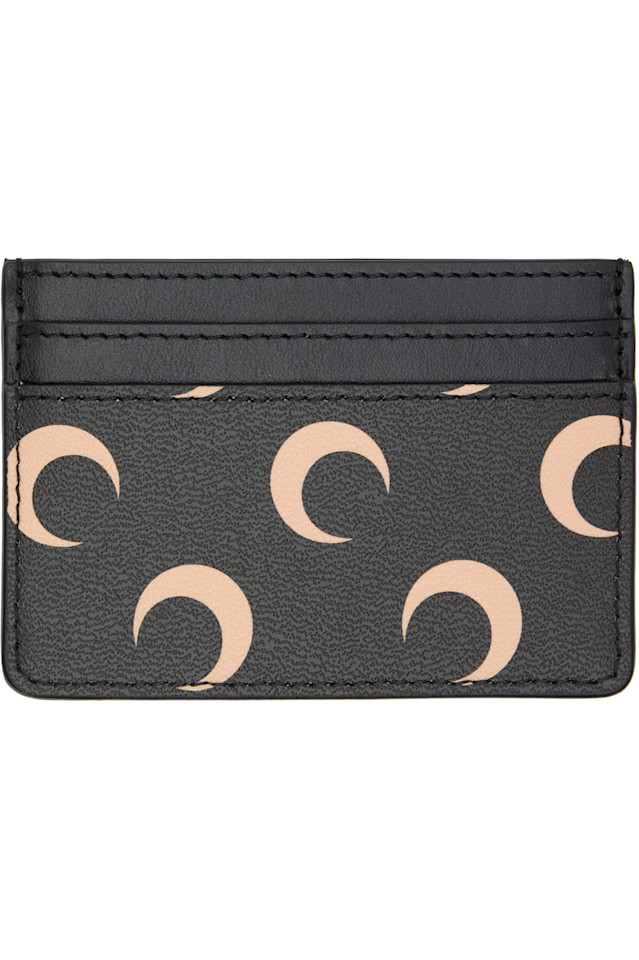 

Marine Serre Черный кожаный держатель для карт с трафаретной печатью