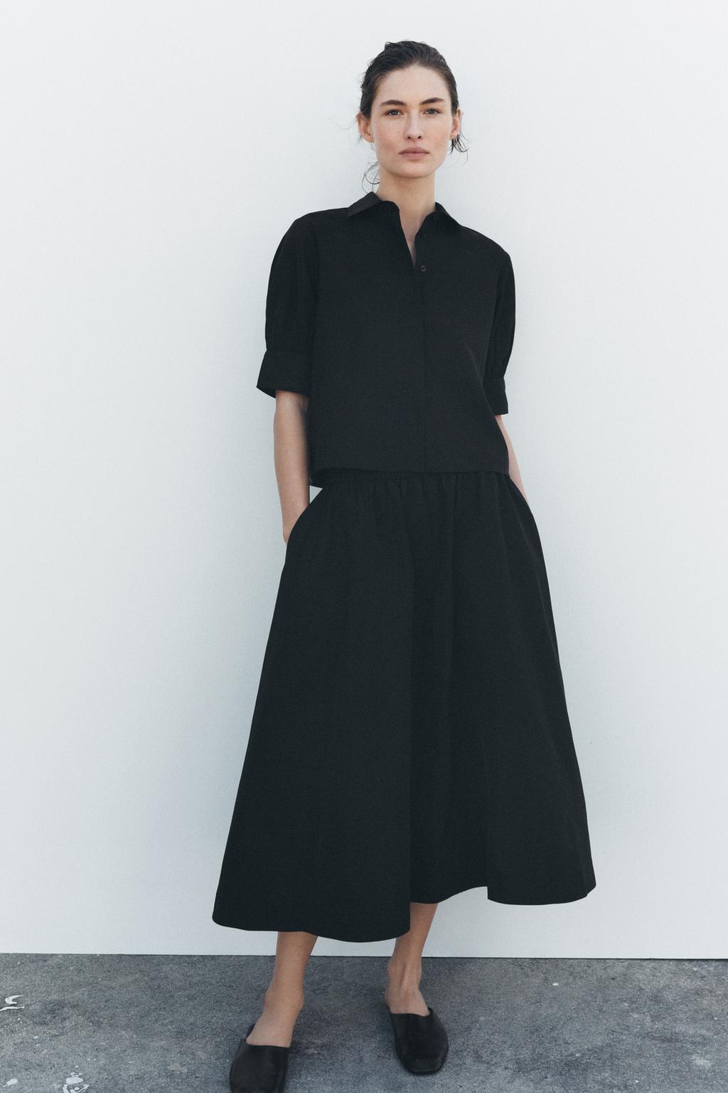 

Рубашка с коротким рукавом ZARA, черный