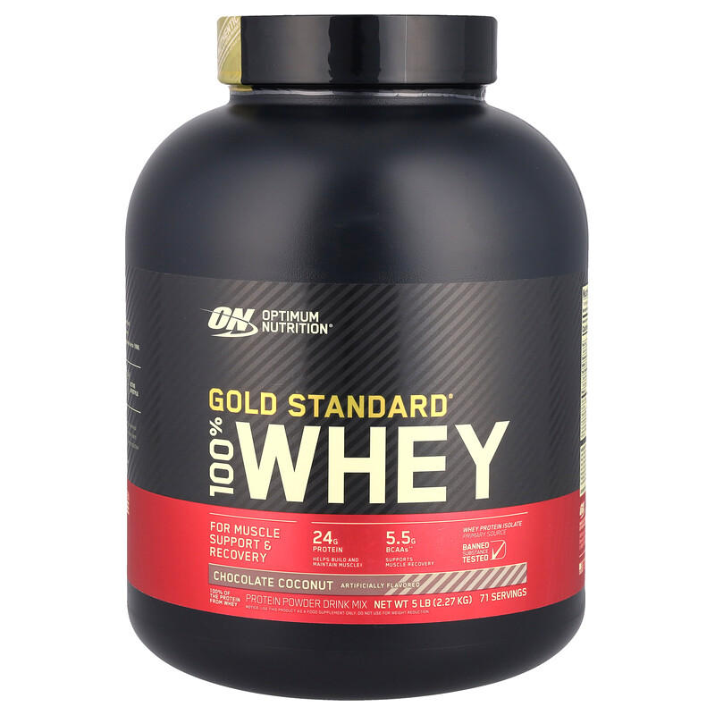 

Optimum Nutrition, Gold Standard 100% Whey, со вкусом шоколада и кокоса, 2,27 кг (5 фунтов)