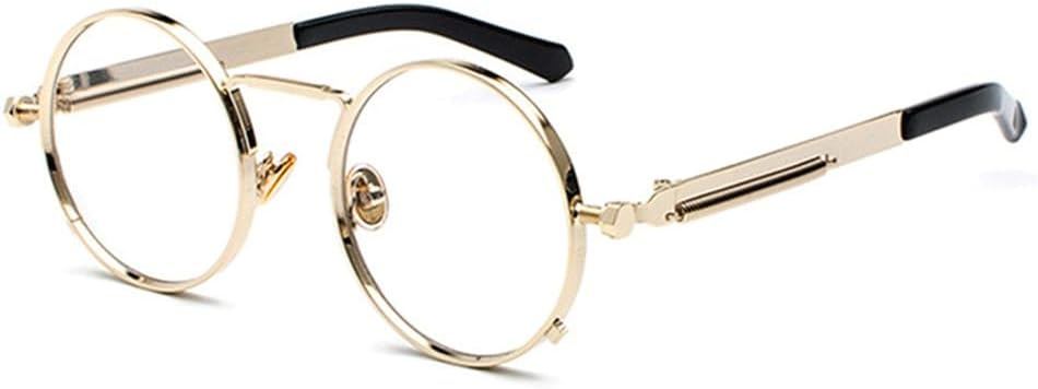 

Панк-солнцезащитные очки для мужчин и женщин, ретро, ​​круглые, в стиле «паровой ковер», маленькие круглые, винтажные, в металлической оправе, очки для вождения KTUCN, Gold Clear