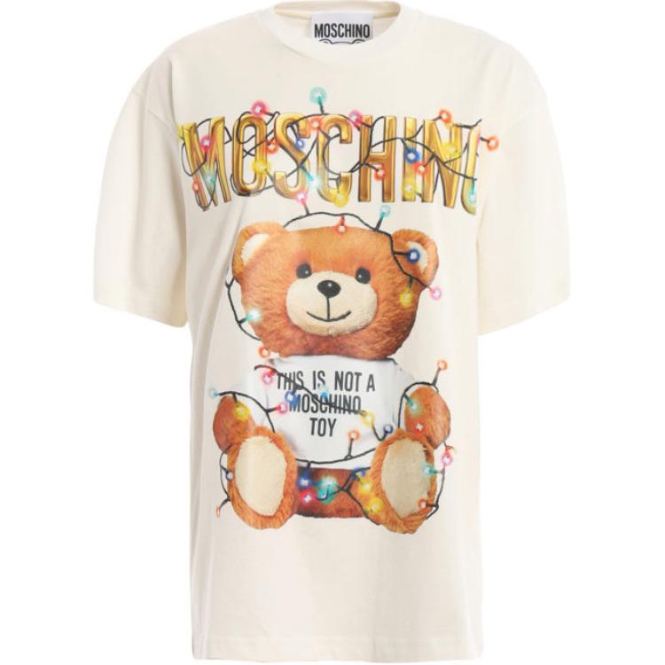 

Moschino Женская белая футболка с круглым вырезом, умеренно прямой крой