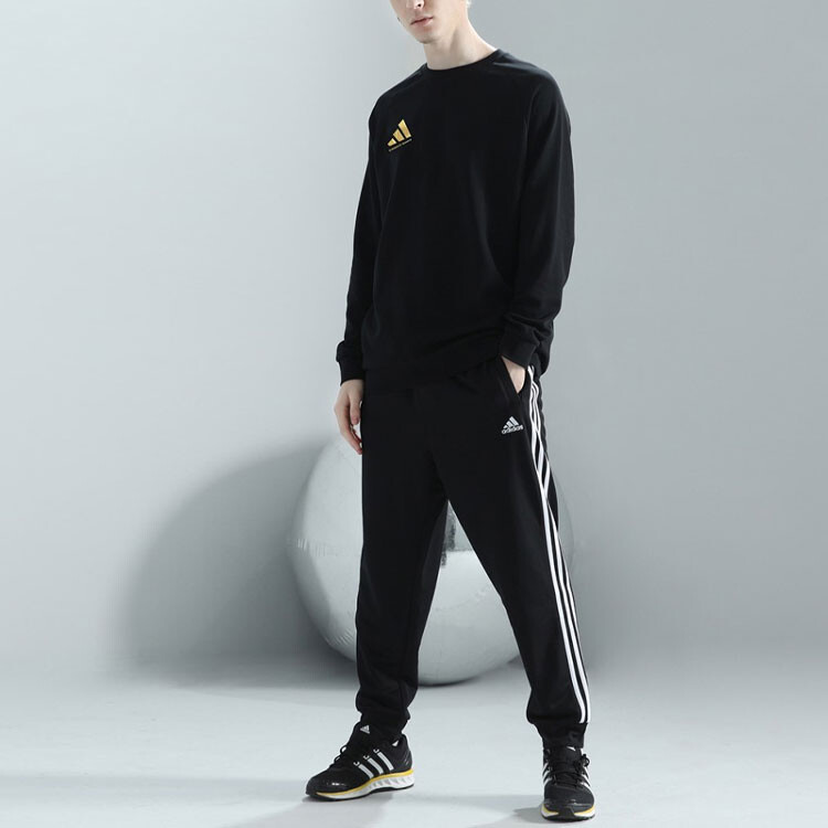 Толстовка унисекс черная/золотая Adidas, черный — фото 4