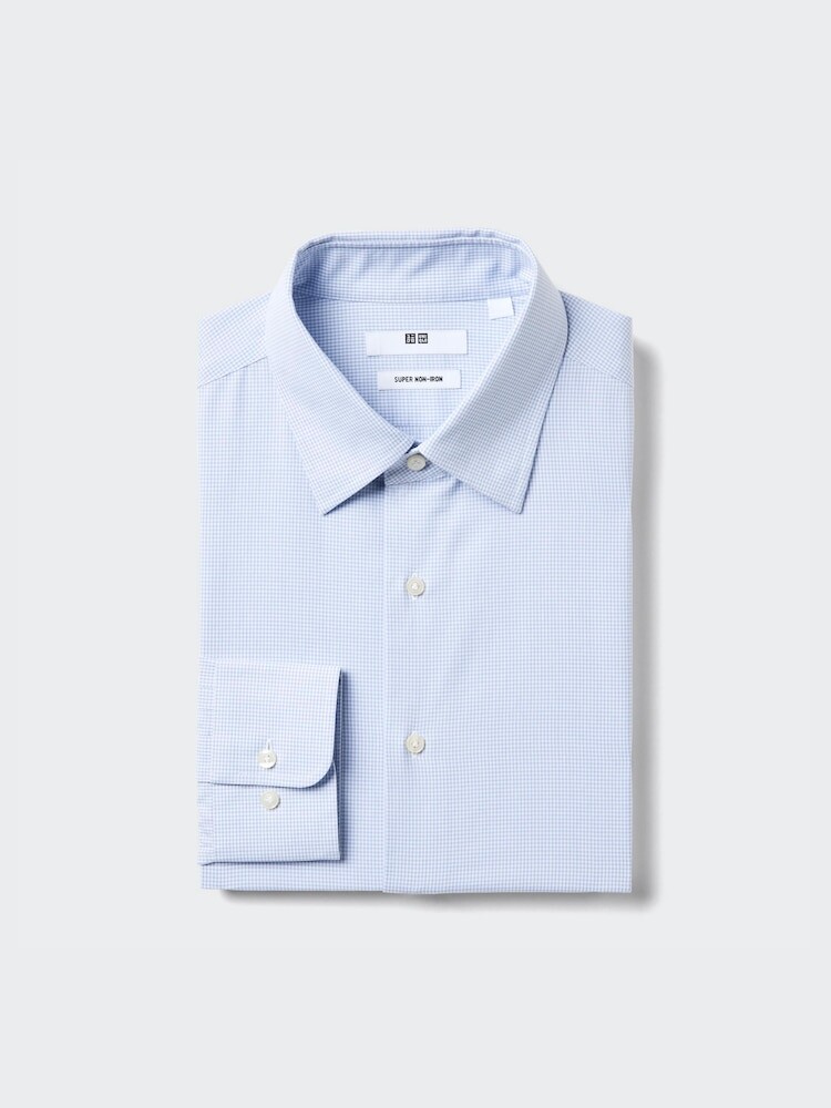 

Рубашка super non-iron regular fit в клетку Uniqlo, цвет 61 синий