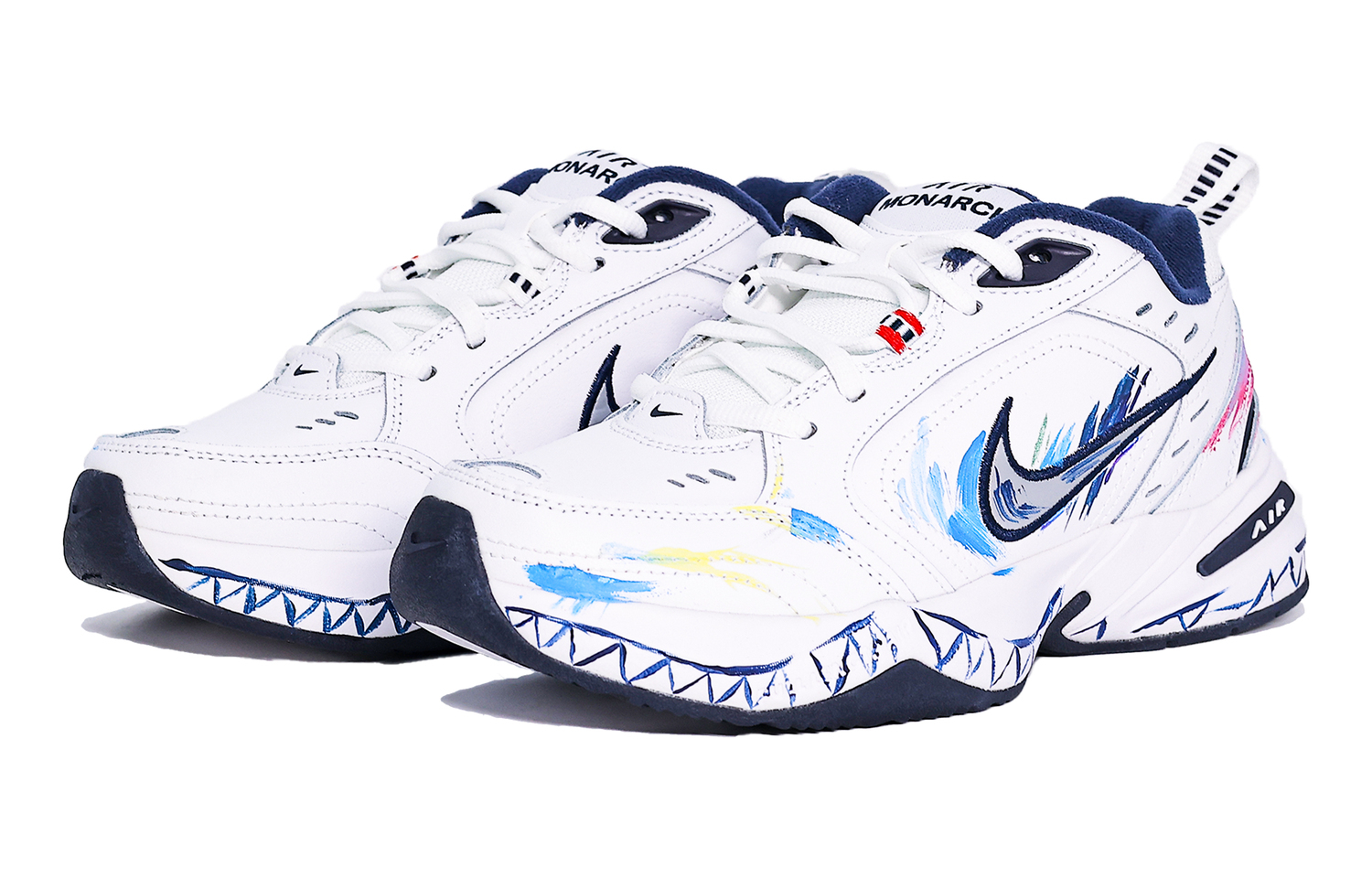 Air Monarch 4 амортизация, износостойкие низкие массивные кроссовки unisex blue white Nike, синий белый — фото 4