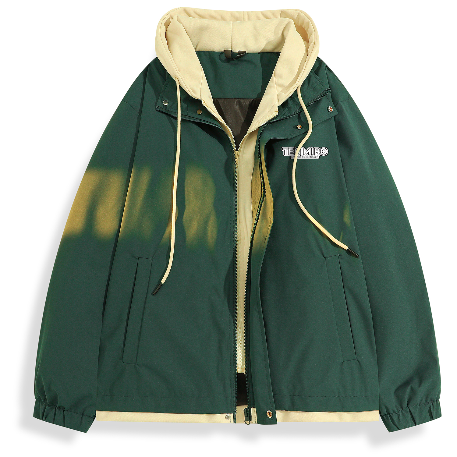 

TEN MIRO Пуховик Unisex, Peacock Green+Apricot (Thin, Non-Padded)