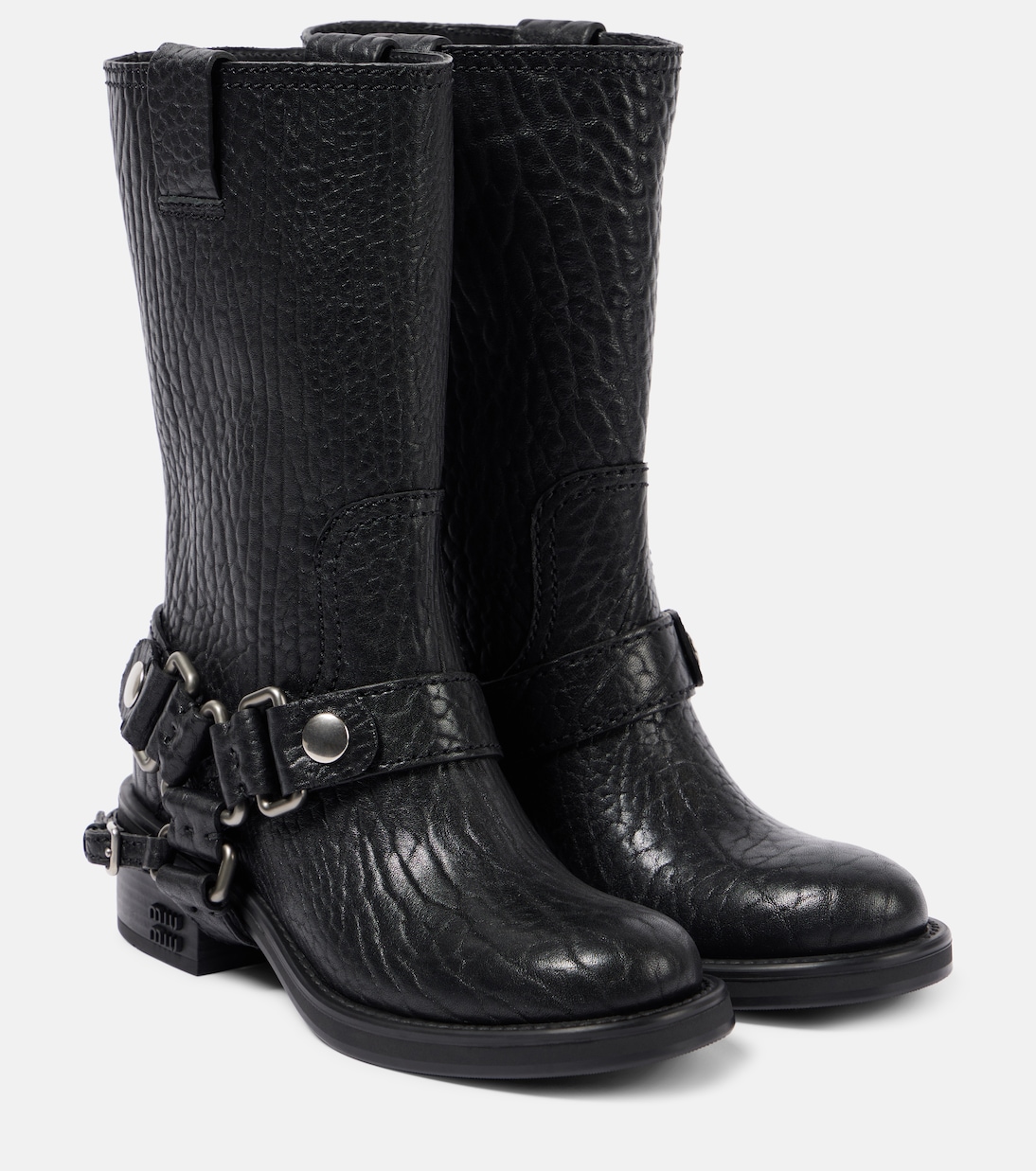 Кожаные байкерские ботинки Miu Miu, Nero