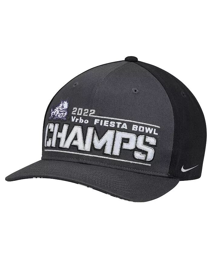 

Мужская черная регулируемая шапка TCU Horned Frogs College Football Playoff 2022 Fiesta Bowl Champions, раздевалка CL99 Nike