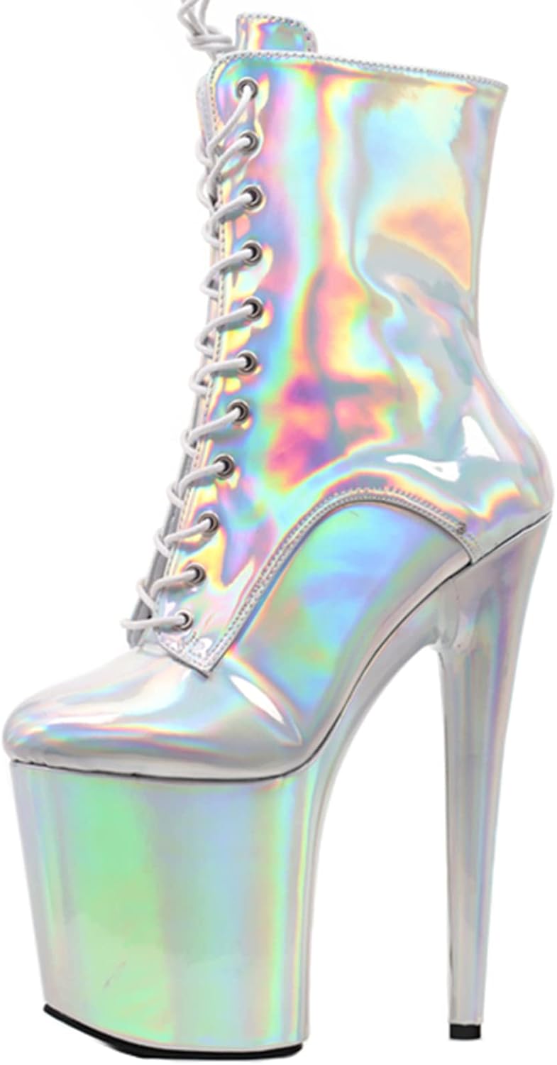 

Высокие каблуки 8'' Экзотические танцы на пилоне Ботильоны с магическим цветом на щиколотке Платформенные ботинки Сексуальные туфли стриптизерши Для ночного клуба Свадебные и праздничные туфли Унисекс Мужские большие размеры HZIH, Silver