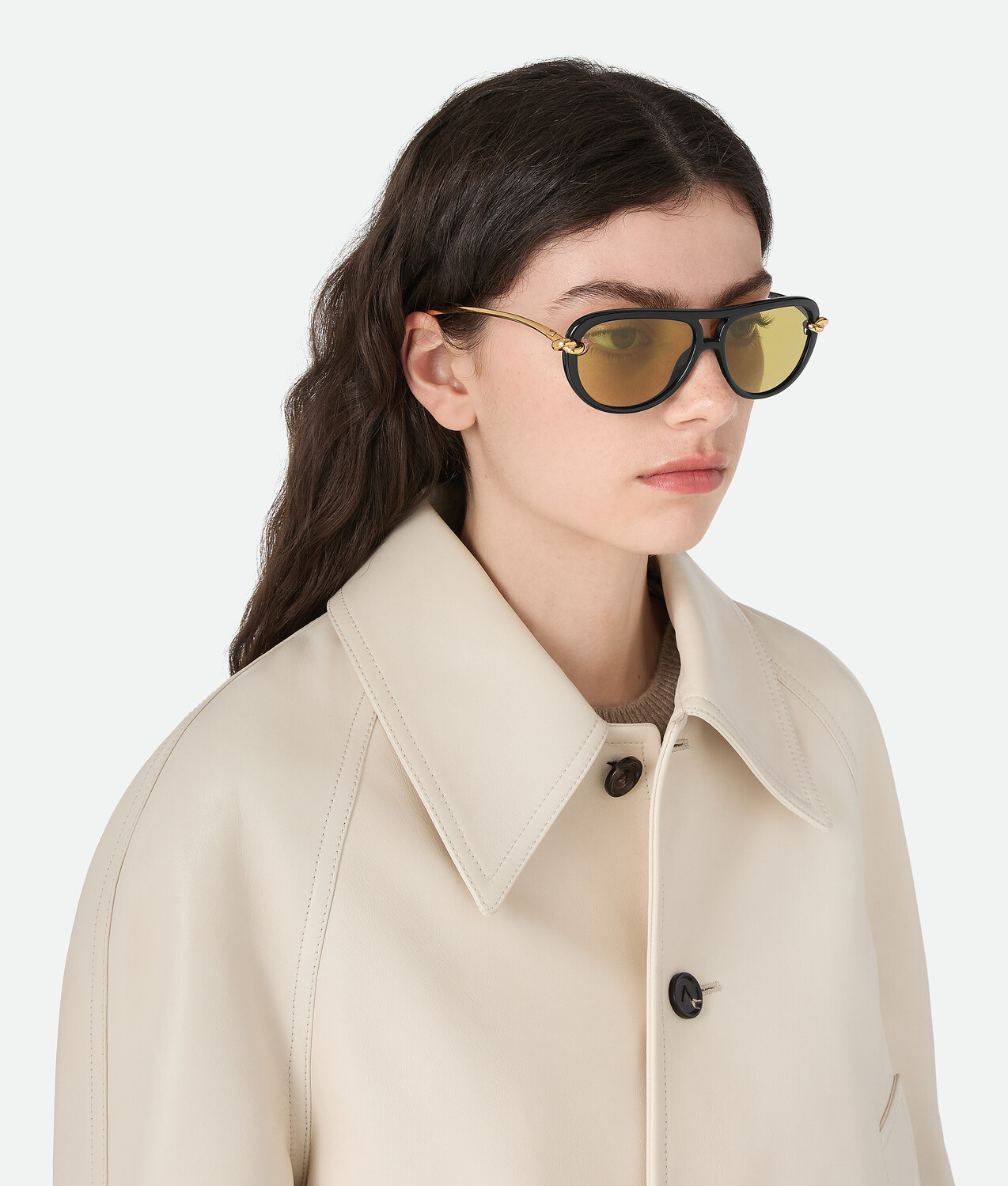 Knot aviator sunglasses BOTTEGA VENETA, желтый/черный — фото 2