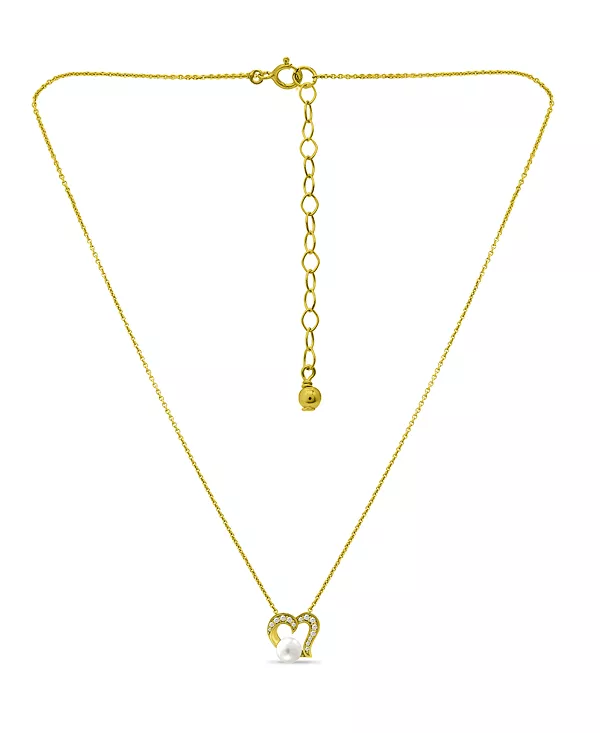

Ожерелье с подвеской в форме сердца из белого культивированного жемчуга и кубических цирконий Macy'S, gold