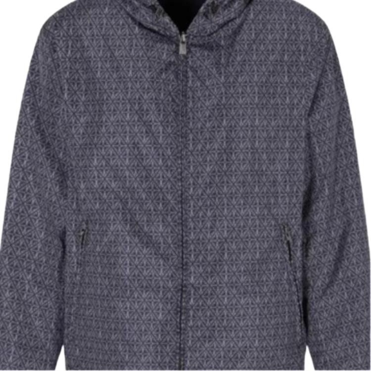 EMPORIO ARMANI Реверсивная нейлоновая блуза с майоликовым принтом, Gray Blue — фото 2