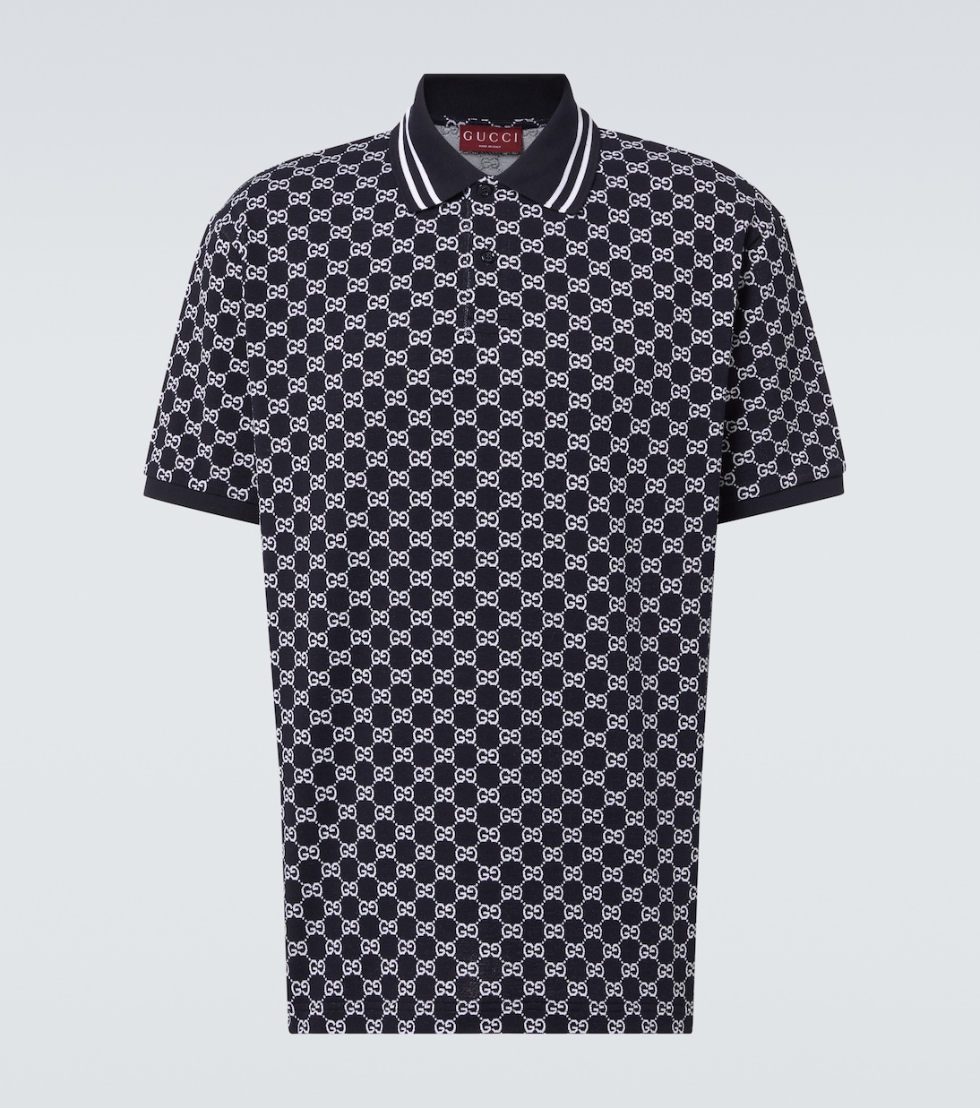 

GG хлопковая пике-жаккардовая поло Gucci, Navy/White