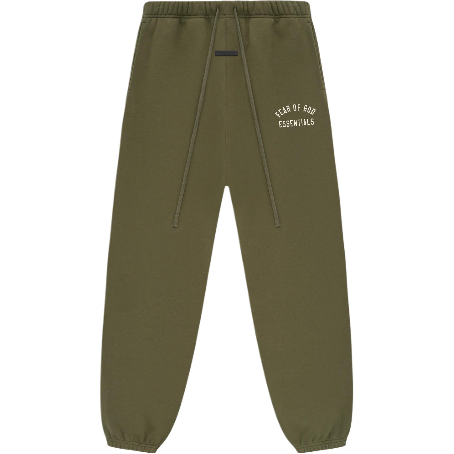 

Флисовые базовые спортивные штаны Fear Of God Essentials, Зеленый вечнозеленый/Военный