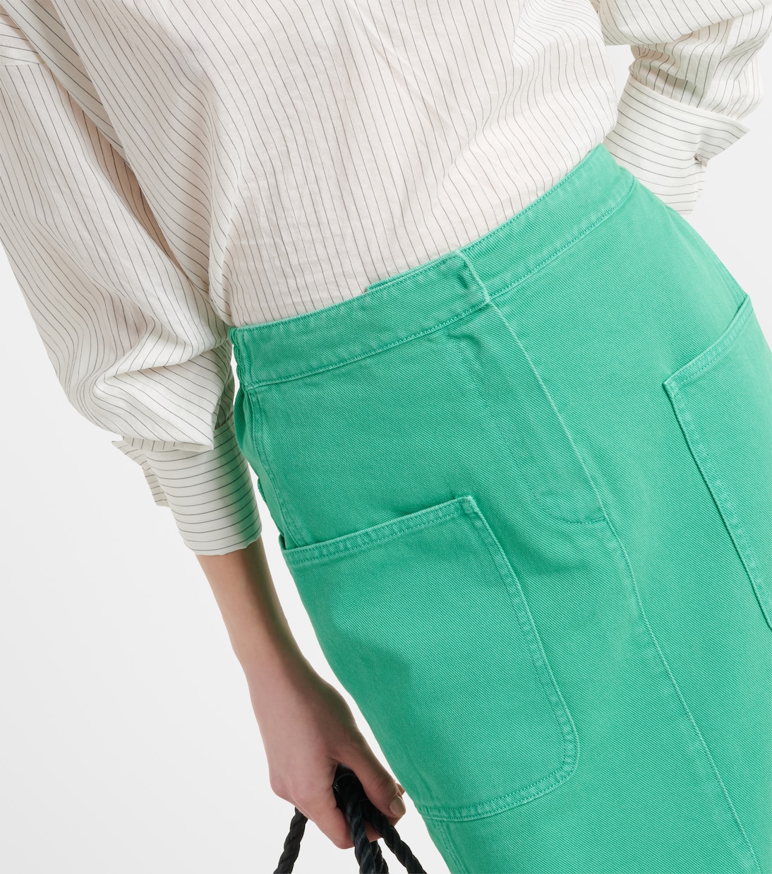 Юбка миди Werther из хлопкового полотна Max Mara, Verde Acqua — фото 4