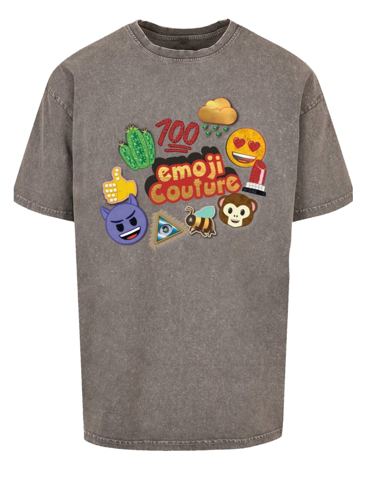 

Футболка emoji couture Oversize T-Shirt gold logo stylish icons, серый