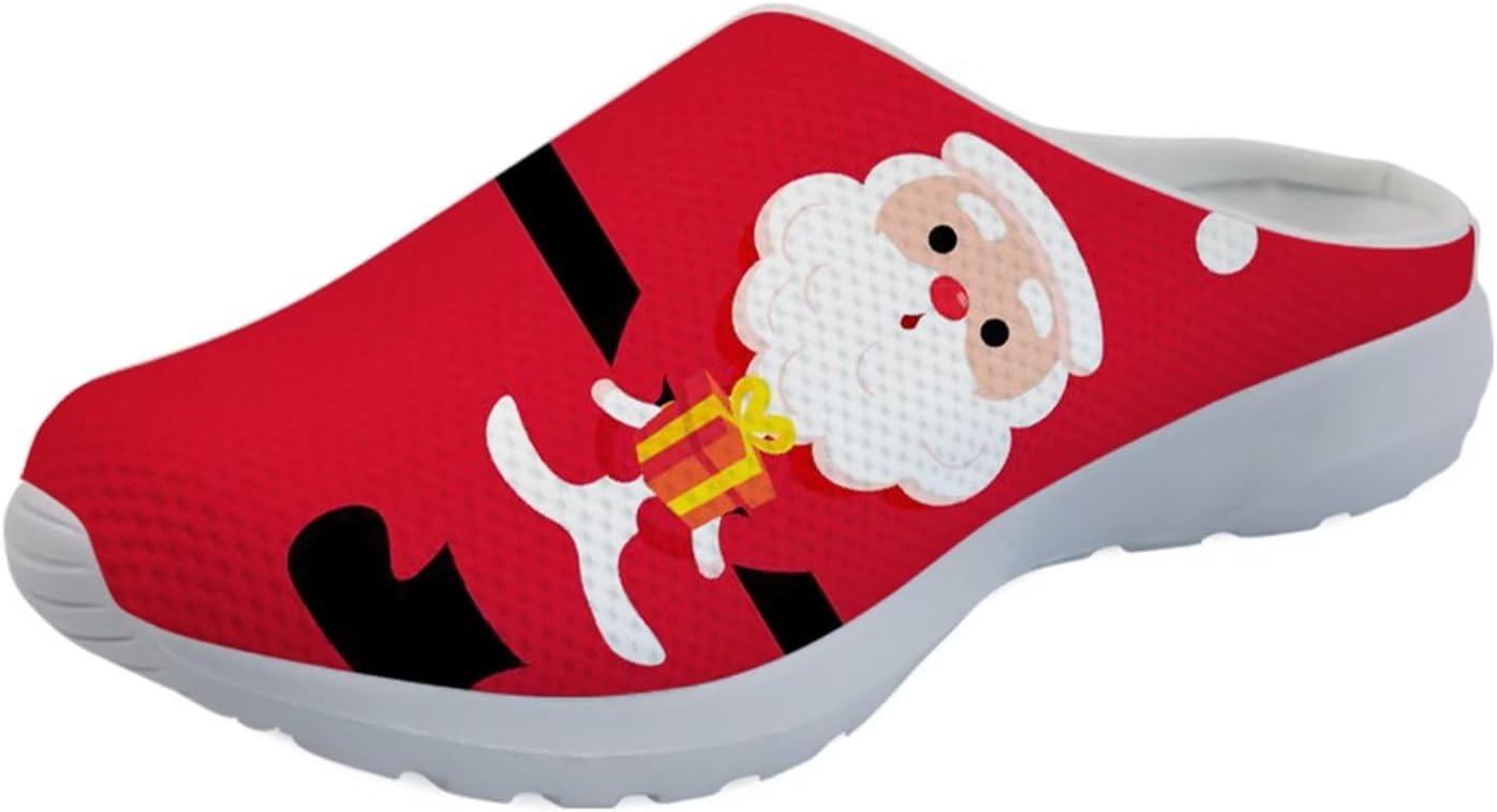 

Мужские сандалии GLENLCWE, женские прогулочные мюли, кроссовки, сетчатые мягкие садовые сабо, легкая обувь для душа и воды с поддержкой свода стопы, Christmas Santa Claus