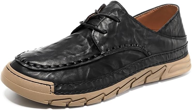 

Мужские повседневные кожаные лоферы Ретро формальные деловые туфли Нескользящие модные легкие комфортные оксфорды Asifn, черный