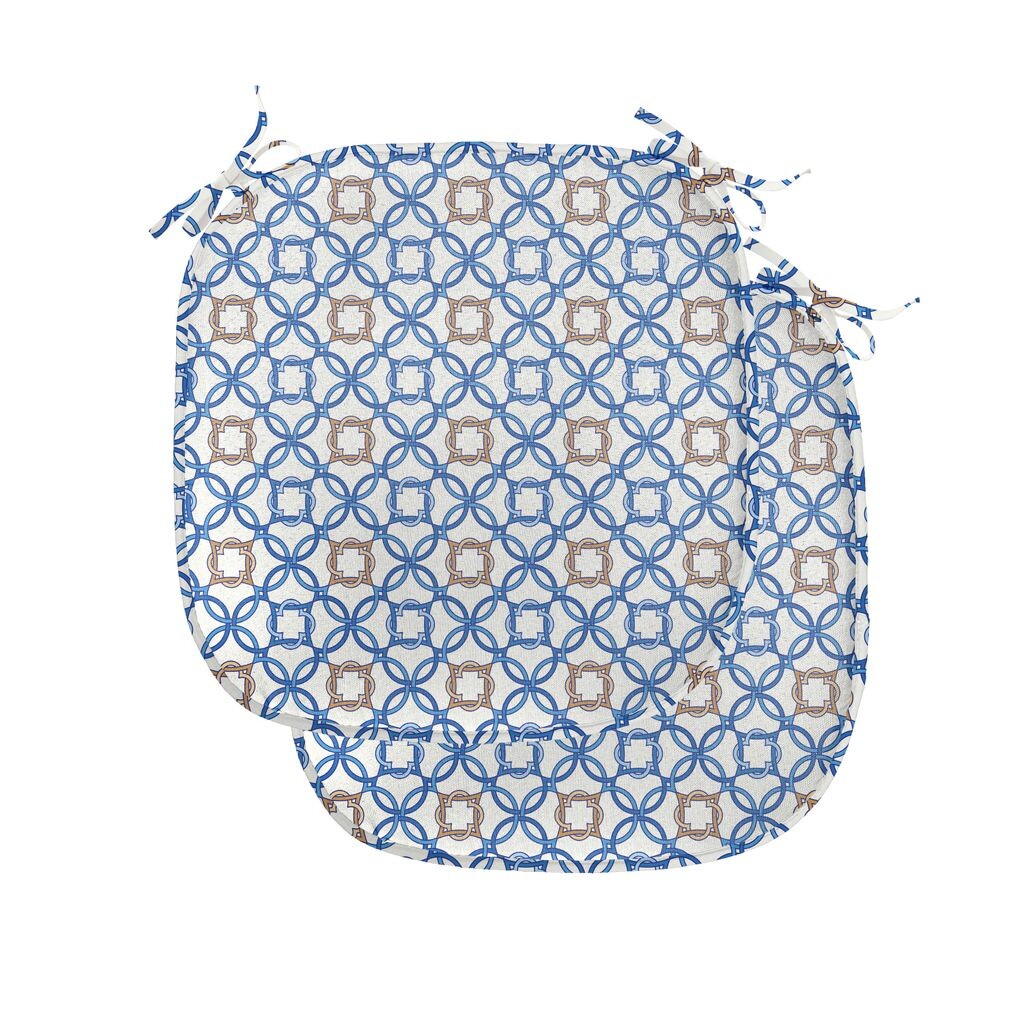 

Подушки на обеденный стул ABAKUHAUS Quatrefoil, делфтский синий, декоративная водонепроницаемая подушка с ремнями для кухонных сидений, 40 см x 40 см — упаковка из 2 шт., бледно-коричневый, синий, белый