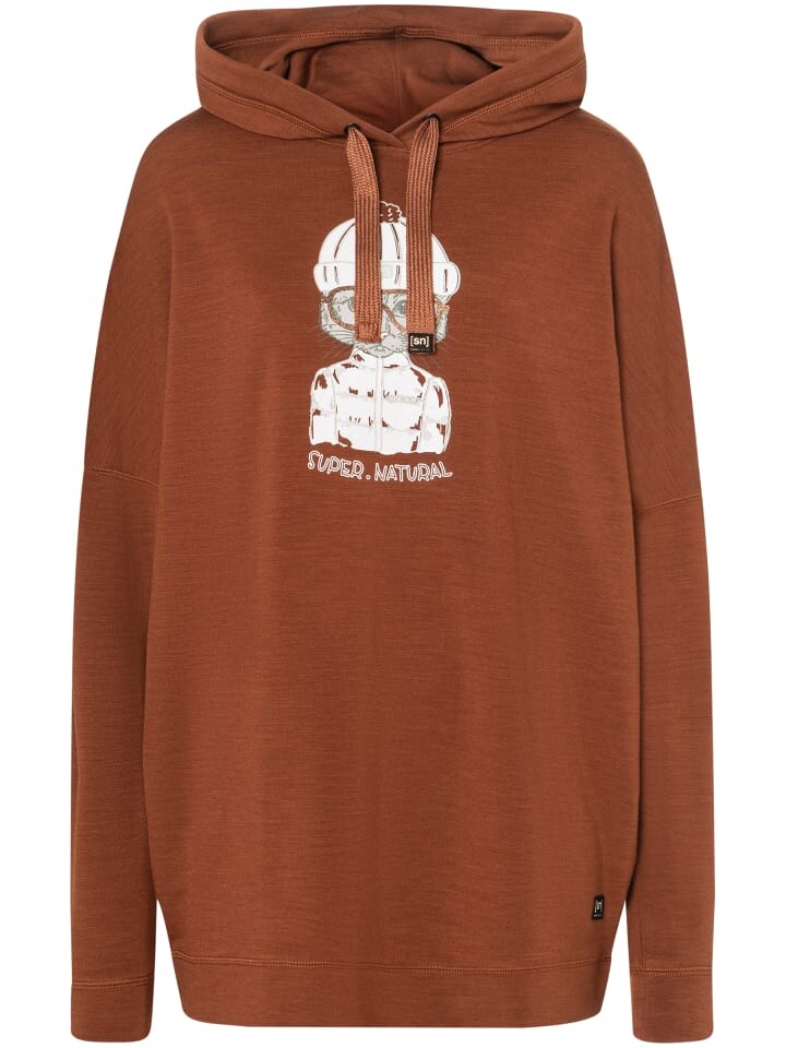 

Толстовка super.natural Merino Hoodie W SNOW CAT HOODIE, коричневый