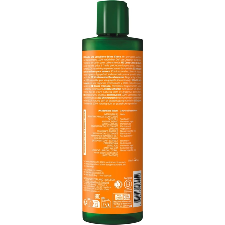 Гель для душа sanddorn sanddorn vitality vitalisierungdusche Weleda, объем 400 мл — фото 2